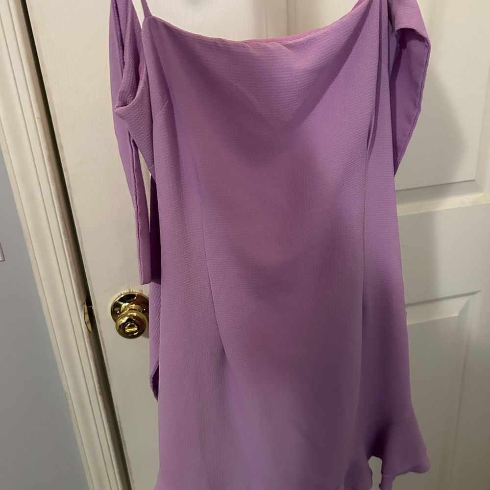 Lucy in the Sky purple ruffle mini dress